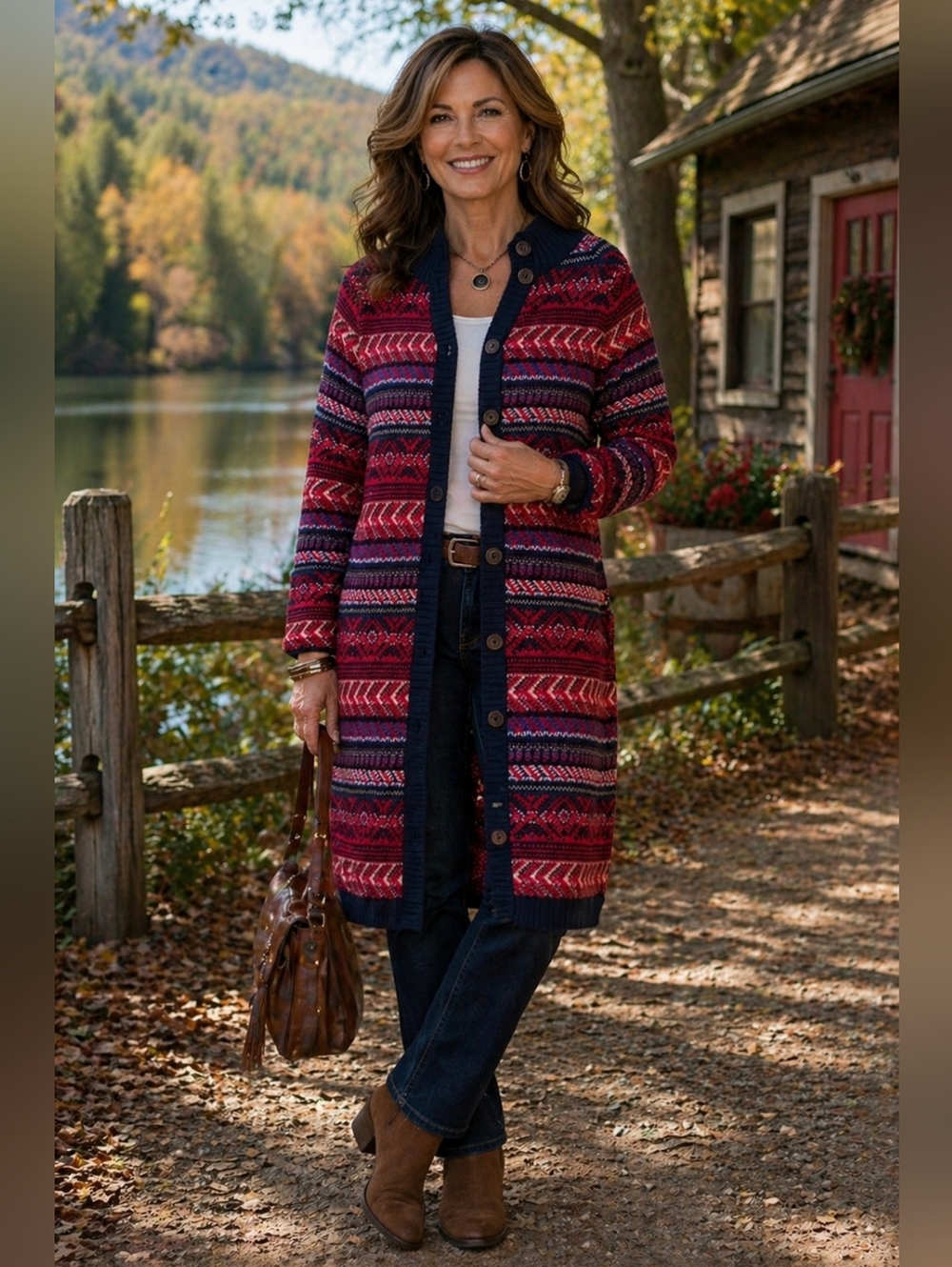 St. John's Bay Navy, Red and Cream Fair Isle Sweater
